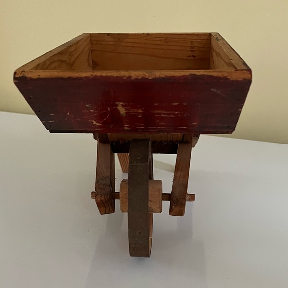 Vintage Rustic Decorative Handcrafted Wooden Wheelbarrow - Picture 7 of 7